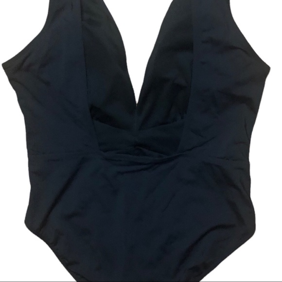 Time & Tru One Piece Swimsuit Black White Knotted Size Large 12/14 - Picture 7 of 11